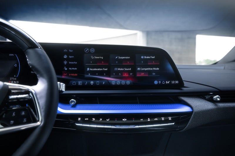 The 2026 OPTIQ-V Display Screen Displaying the V-Mode Settings | Sarant Cadillac in Farmingdale NY